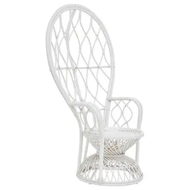 Java White Rattan Curved High Back Chair