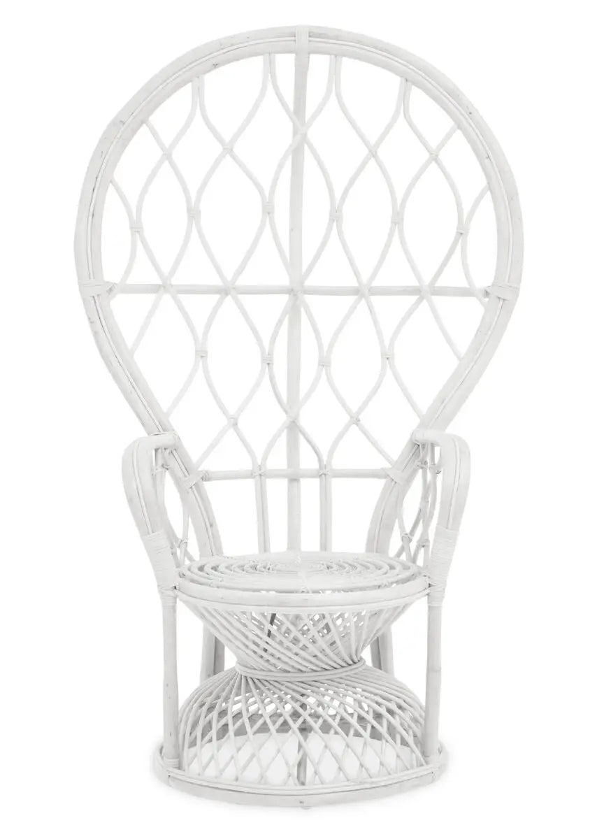 Java White Rattan Curved High Back Chair