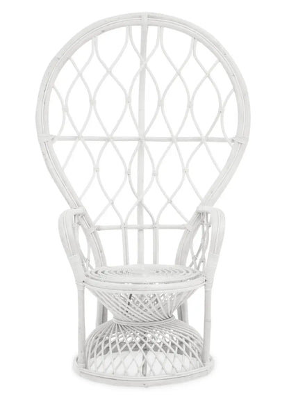 Java White Rattan Curved High Back Chair