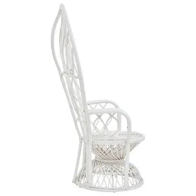 Java White Rattan Curved High Back Chair