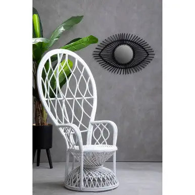 Java White Rattan Curved High Back Chair