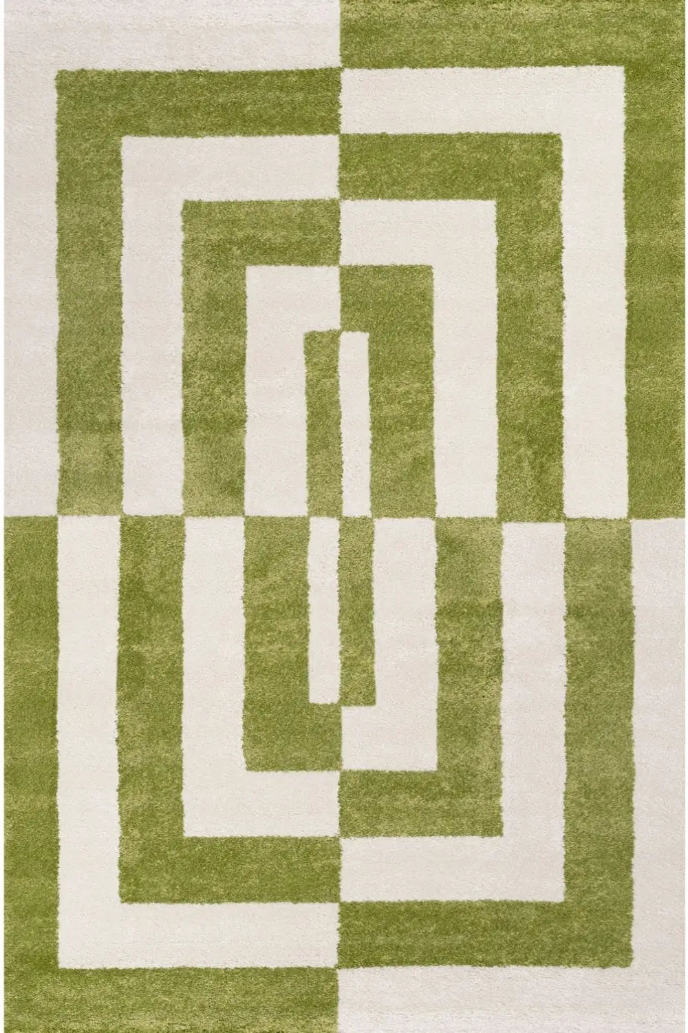 Joli Geometric Green & White Rug