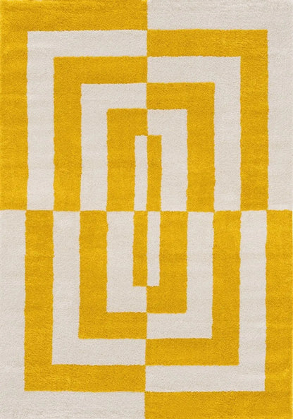 Joli Geometric Yellow & White Rug
