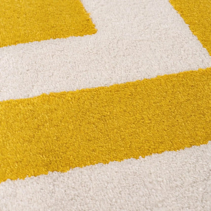 Joli Geometric Yellow & White Rug