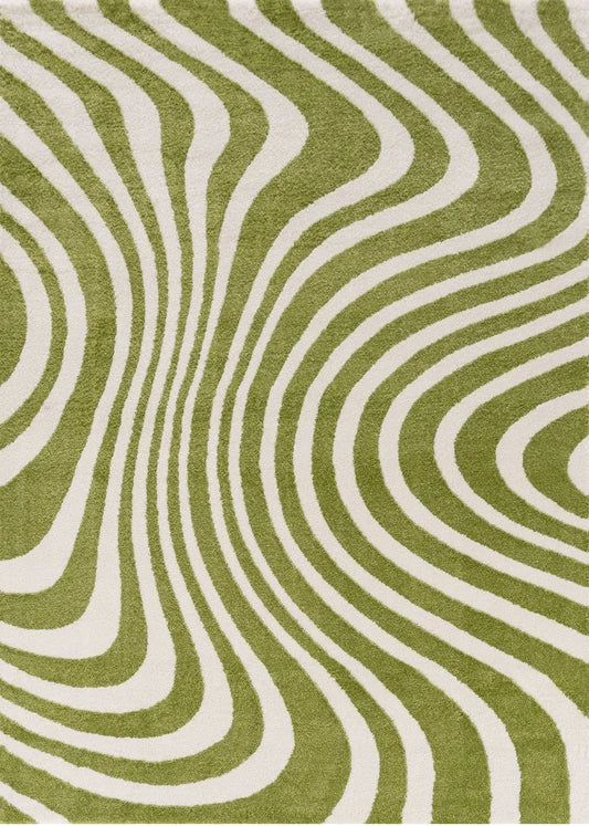 Joli Striped Green & White Rug