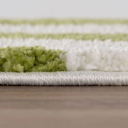 Joli Striped Green & White Rug
