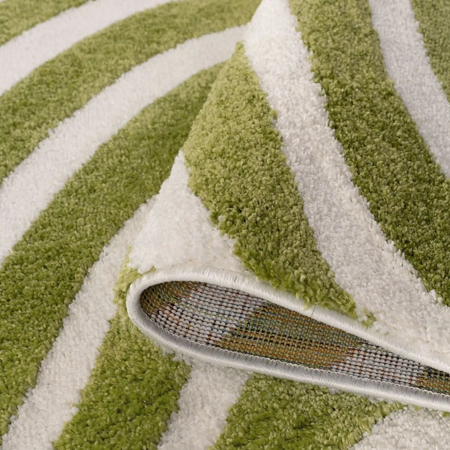 Joli Striped Green & White Rug