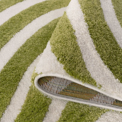 Joli Striped Green & White Rug
