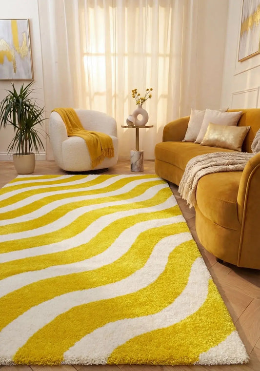 Joli Wave Yellow & White Rug