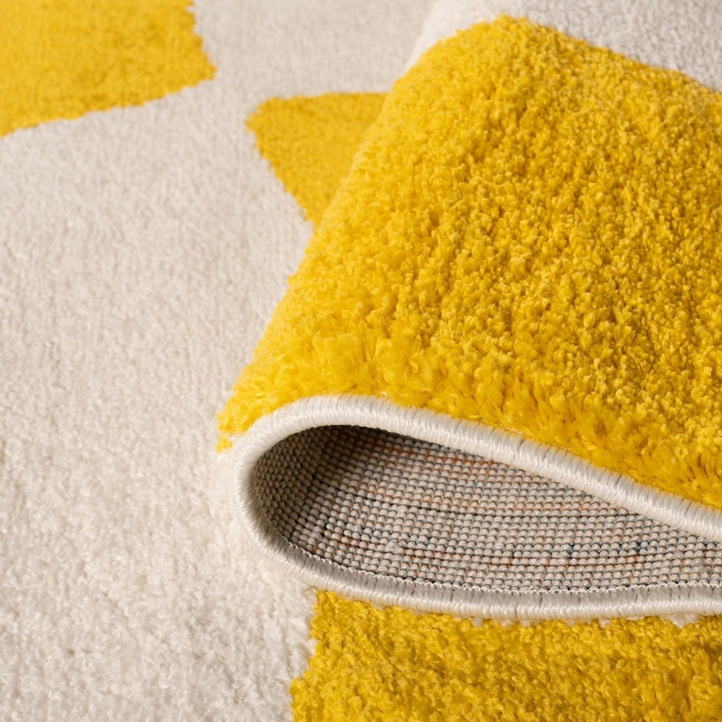 Joli Checkered Yellow & White Rug