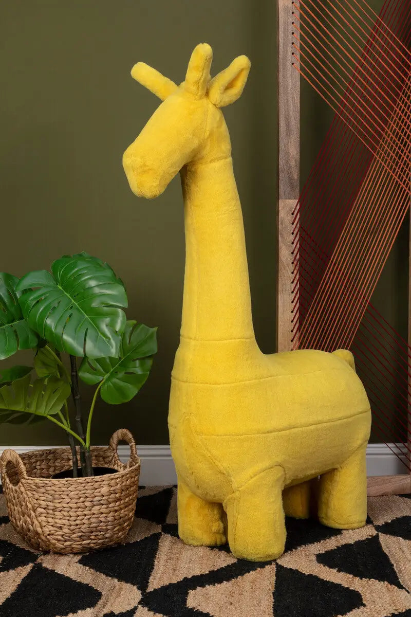 Jungle Safari Yellow Faux Fur Giraffe Kids Stool