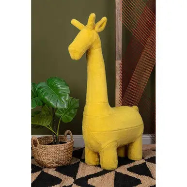 Jungle Safari Yellow Faux Fur Giraffe Kids Stool