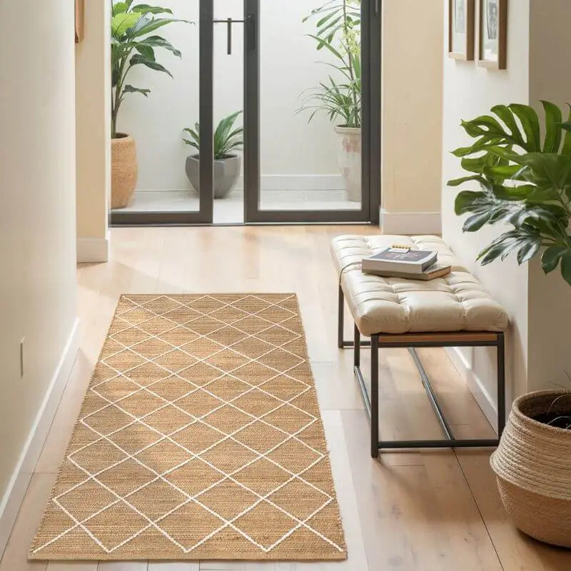 Jute Rug Kunu Natural Handwoven Diamond Design