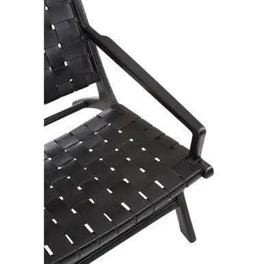 Kendari Black Leather Woven Chair