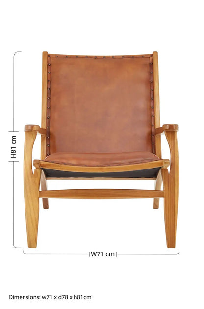 Kendari Brown Leather Chair with Stud Detail