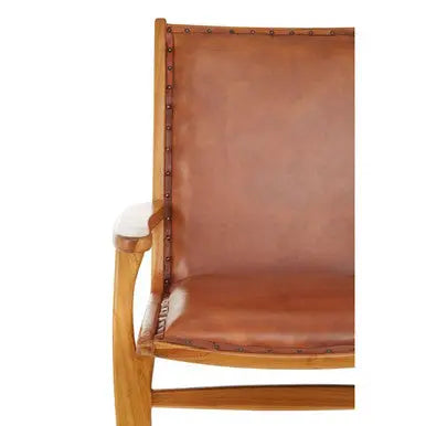 Kendari Brown Leather Chair with Stud Detail