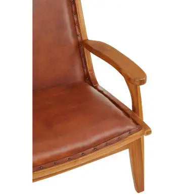 Kendari Brown Leather Chair with Stud Detail