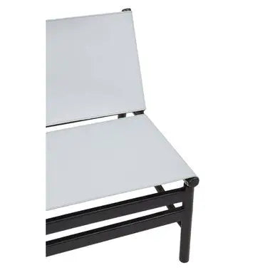 Kendari Grey Leather and Black Teak Modern Sling Chair
