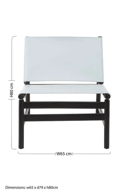 Kendari Grey Leather and Black Teak Modern Sling Chair