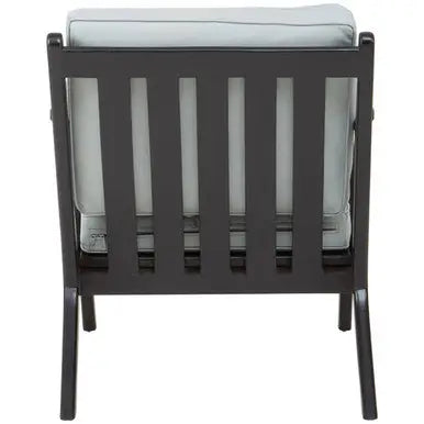 Kendari Grey Leather and Black Teak Wood Armchair