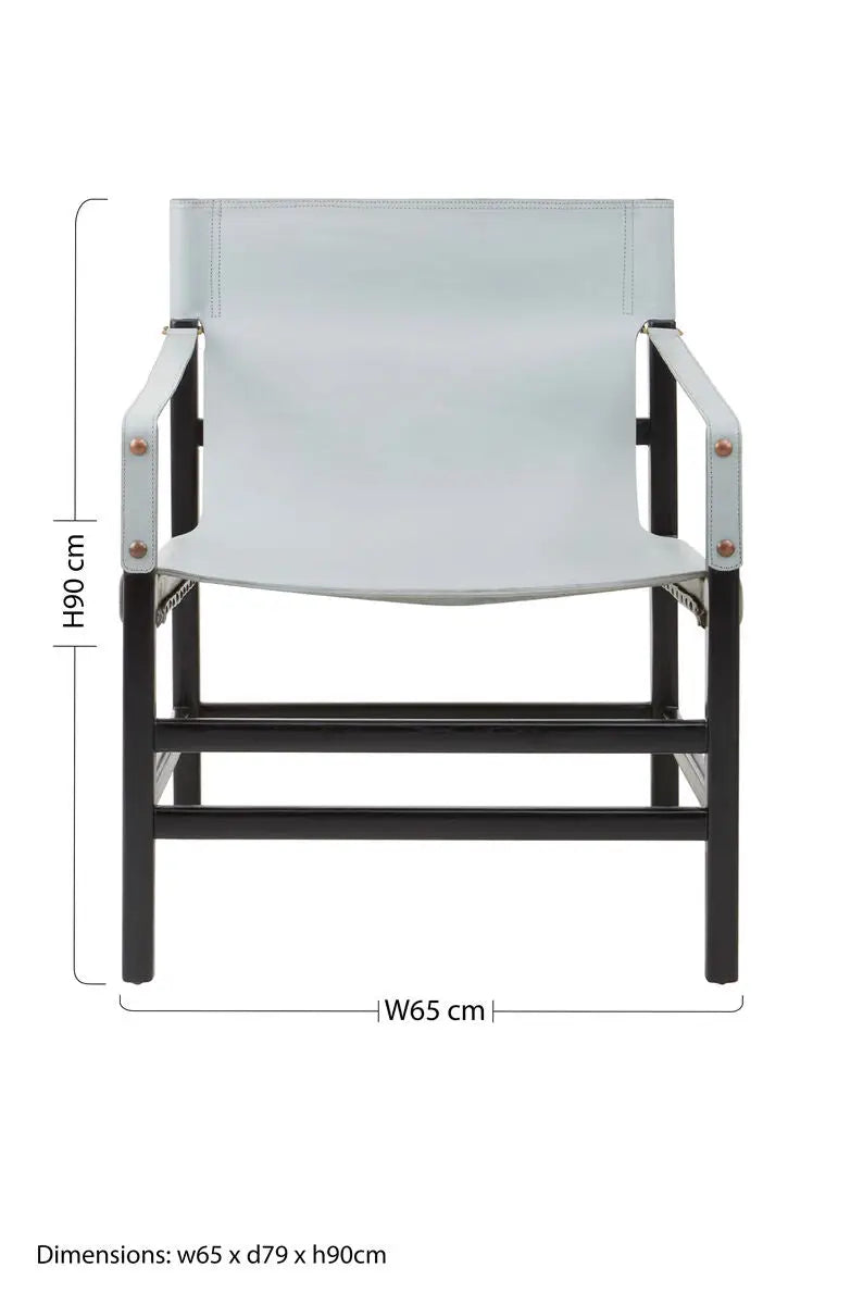 Kendari Grey Leather and Black Teak Wood Chair