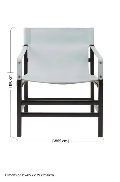 Kendari Grey Leather and Black Teak Wood Chair