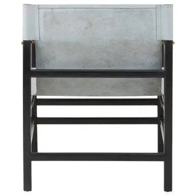 Kendari Grey Leather and Black Teak Wood Chair
