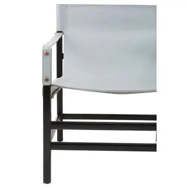 Kendari Grey Leather and Black Teak Wood Chair