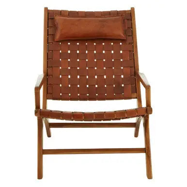 Kendari Natural Woven Leather Chair with Wood Frame