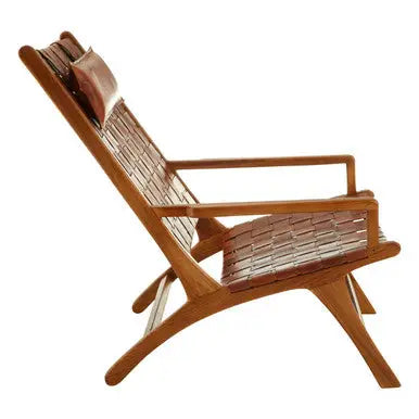 Kendari Natural Woven Leather Chair with Wood Frame