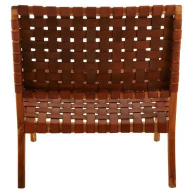 Kendari Tan Woven Leather And Teak Chair