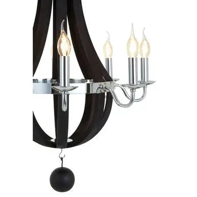 Kensington Townhouse Black 8 Bulb Curved Chandelier