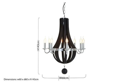 Kensington Townhouse Black 8 Bulb Curved Chandelier