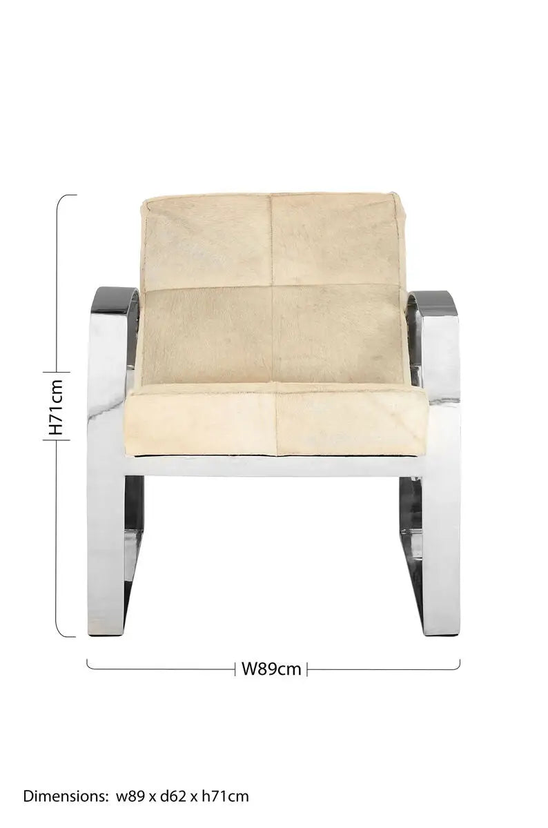 Kensington Townhouse Hairon Leather Chair With Steel Legs