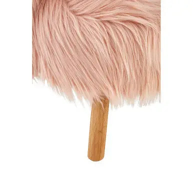 Kids Pink Faux Fur Chair with Wooden Legs