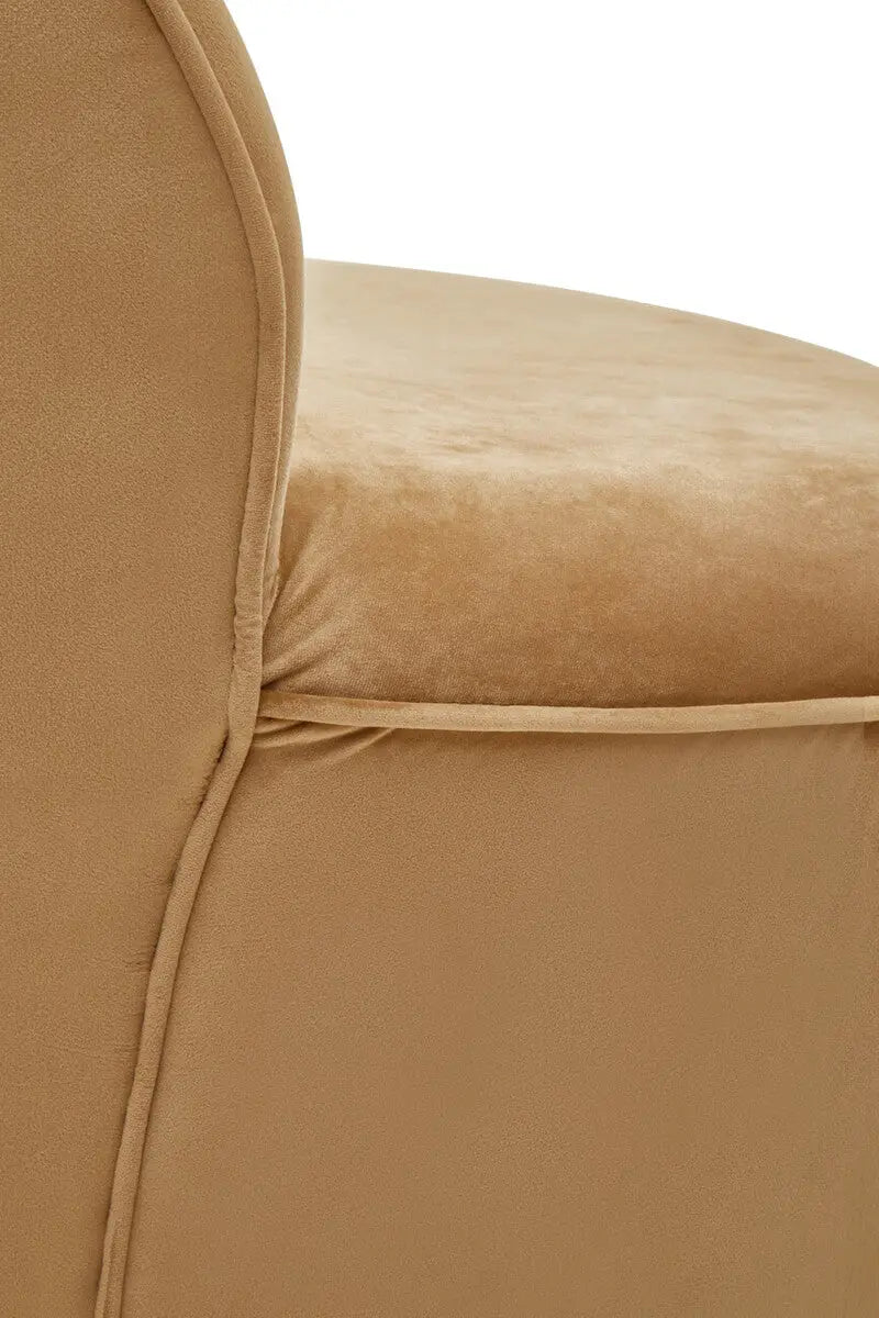 Kids Tamra Gold Beige Velvet Chair with Gold Base