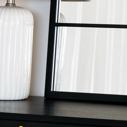 Kyō - Black Metal Rectangle Lattice Window Mirror - 120cm x 95cm