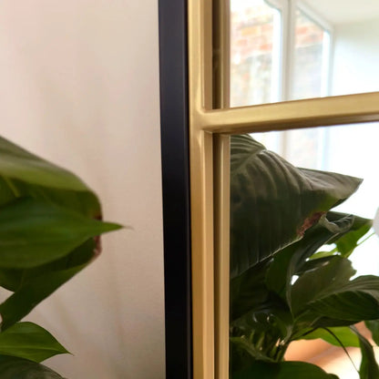 Kyō - Full Length Black and Gold Metal Rectangle Lattice Grid Mirror - 180cm x 105cm.