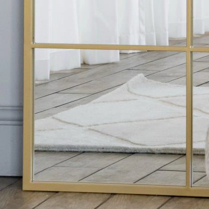 Kyō - Full Length Gold Metal Rectangle Lattice Grid Mirror - 180cm x 105cm