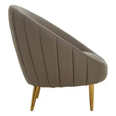 Lagero Brown Leather Effect Curved Cocoon Chair