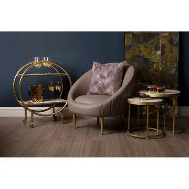 Lagero Brown Leather Effect Curved Cocoon Chair