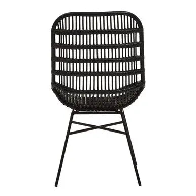 Lagom Black Rattan Curved Chair with Metal Frame
