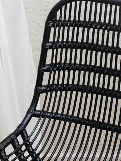 Lagom Black Rattan Curved Chair with Metal Frame