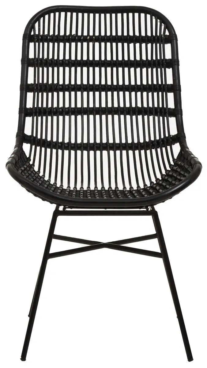 Lagom Black Rattan Curved Chair with Metal Frame
