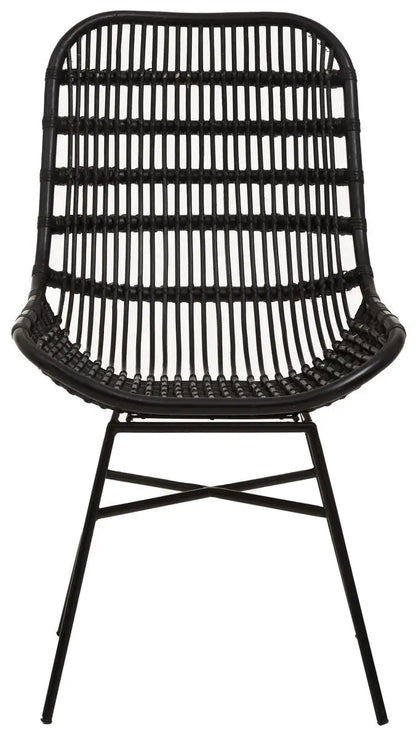Lagom Black Rattan Curved Chair with Metal Frame