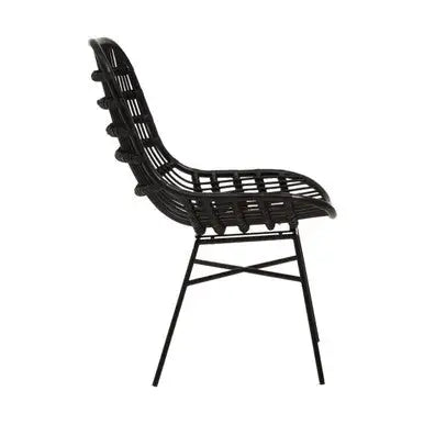 Lagom Black Rattan Curved Chair with Metal Frame