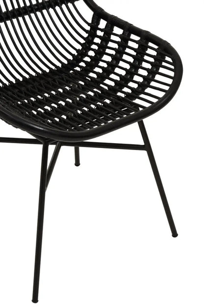 Lagom Black Rattan Curved Chair with Metal Frame