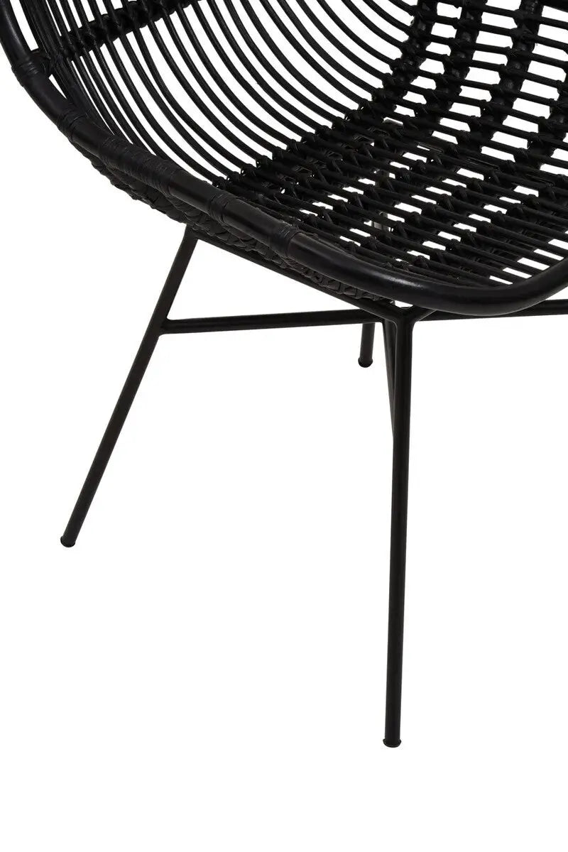 Lagom Black Rattan Curved Chair with Metal Frame