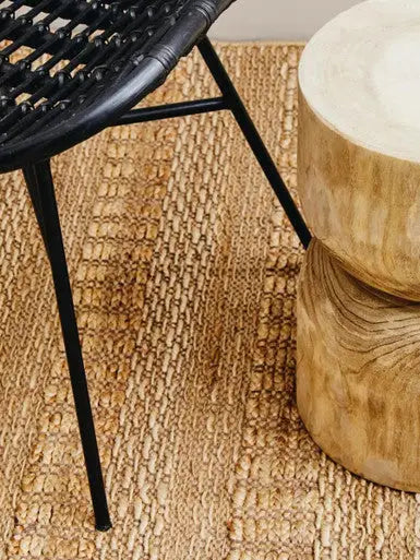 Lagom Black Rattan Curved Chair with Metal Frame