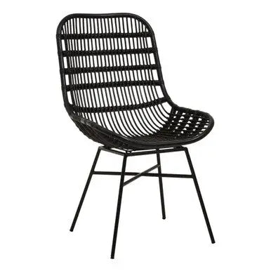 Lagom Black Rattan Curved Chair with Metal Frame